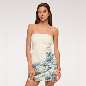 Abercrombie & Fitch The A&F Scarlett Strapless Linen-Blend Skort Mini Dress